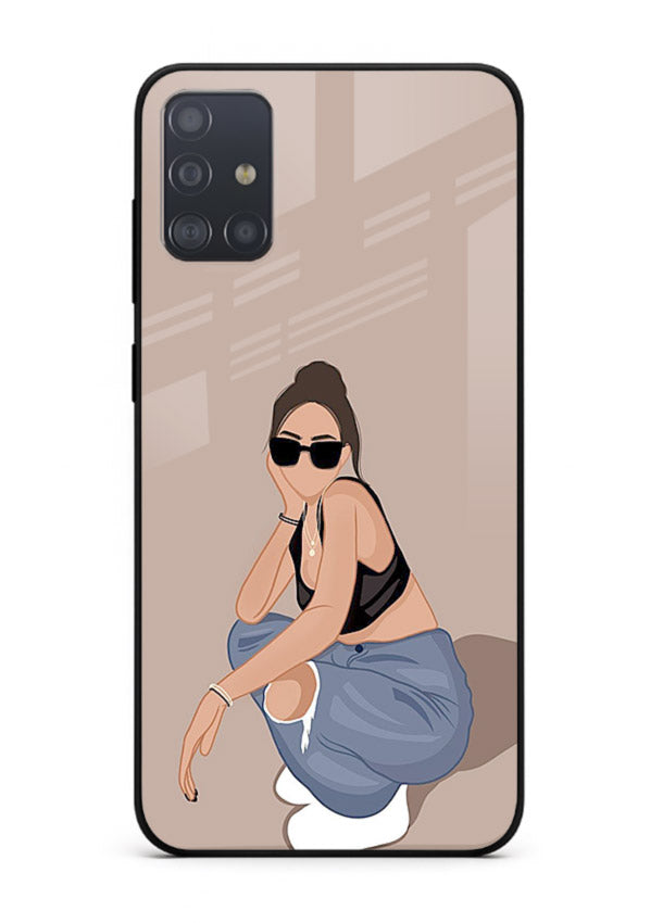 Sunglasses Street Girl street-style portrait Samsung A71 glass back cover