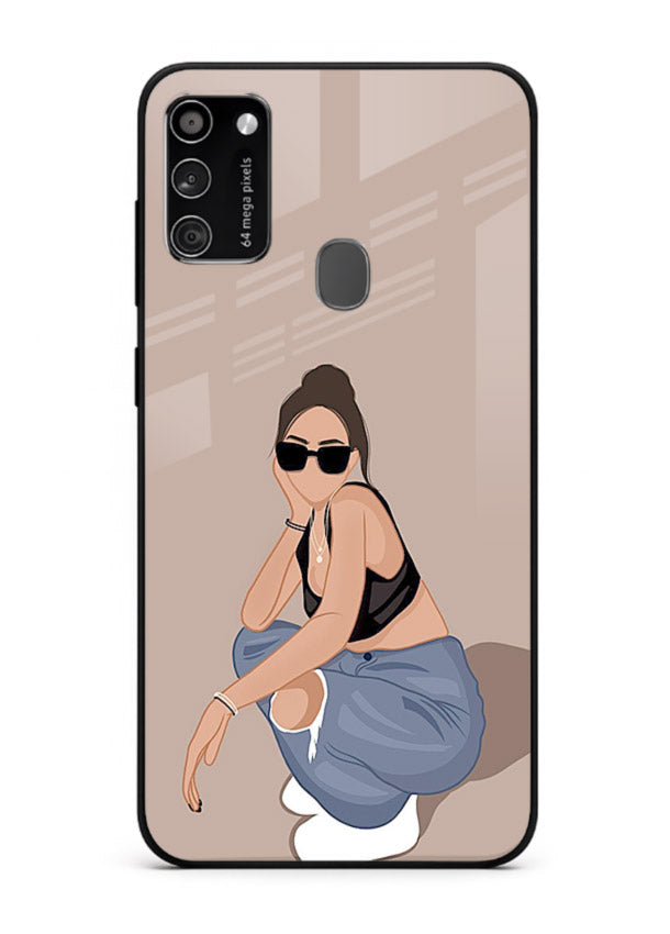 Sunglasses Street Girl street-style portrait Samsung M30s glass back cover