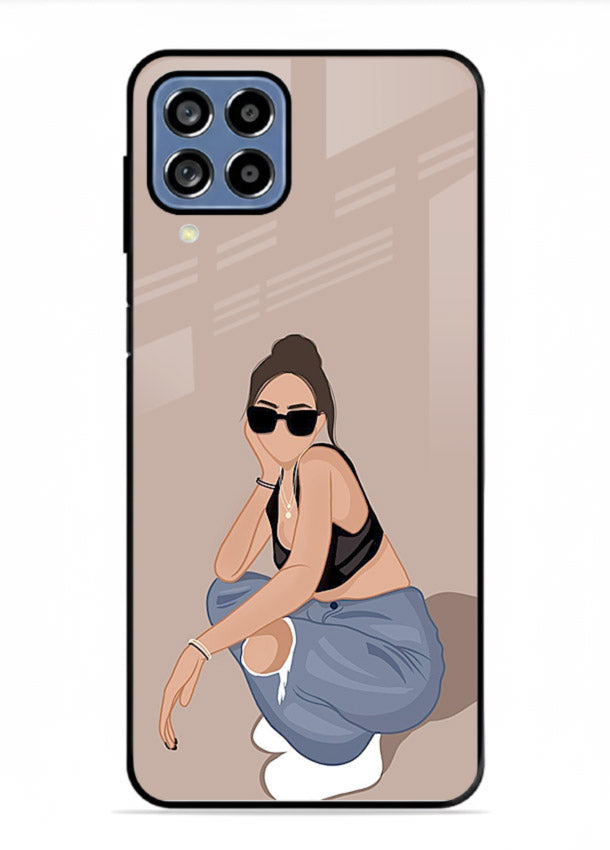 Sunglasses Street Girl street-style portrait Samsung F62 glass back cover