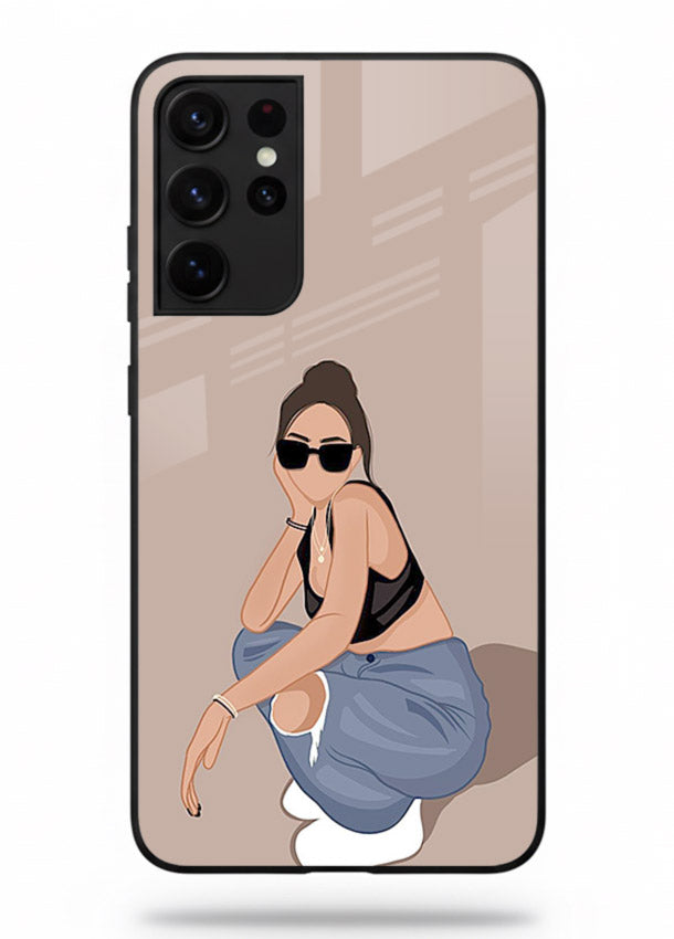 Sunglasses Street Girl street-style portrait Samsung S21 Ultra glass back cover