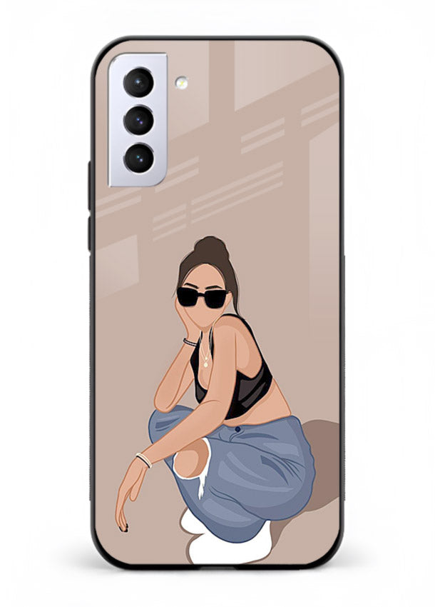 Sunglasses Street Girl street-style portrait Samsung S21 FE glass back cover
