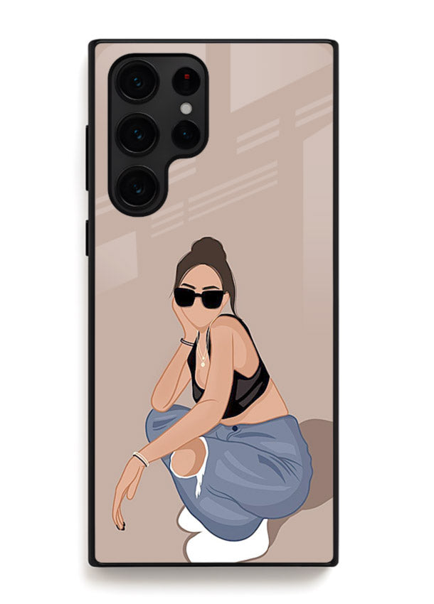 Sunglasses Street Girl street-style portrait Samsung S24 Ultra glass back cover