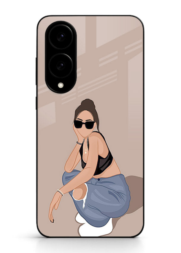 Sunglasses Street Girl street-style portrait Samsung S25 Edge glass back cover