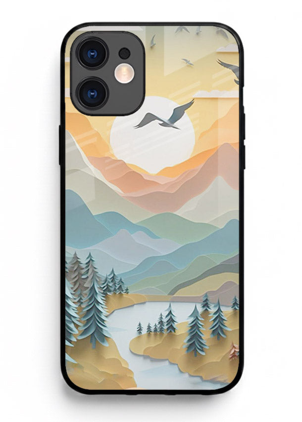 Sunrise Mountain Flight sunrise mountain artwork iphone 12 mini glass back cover