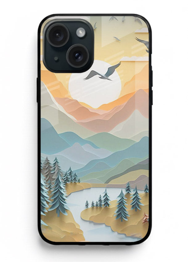 Sunrise Mountain Flight sunrise mountain artwork iphone 13 glass back cover