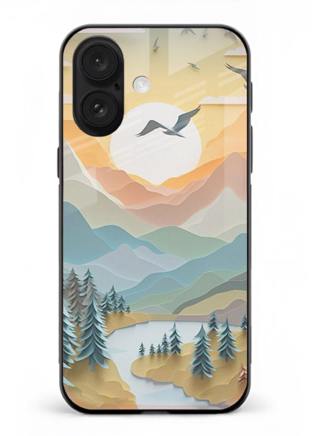 Sunrise Mountain Flight sunrise mountain artwork iphone 16 glass back cover