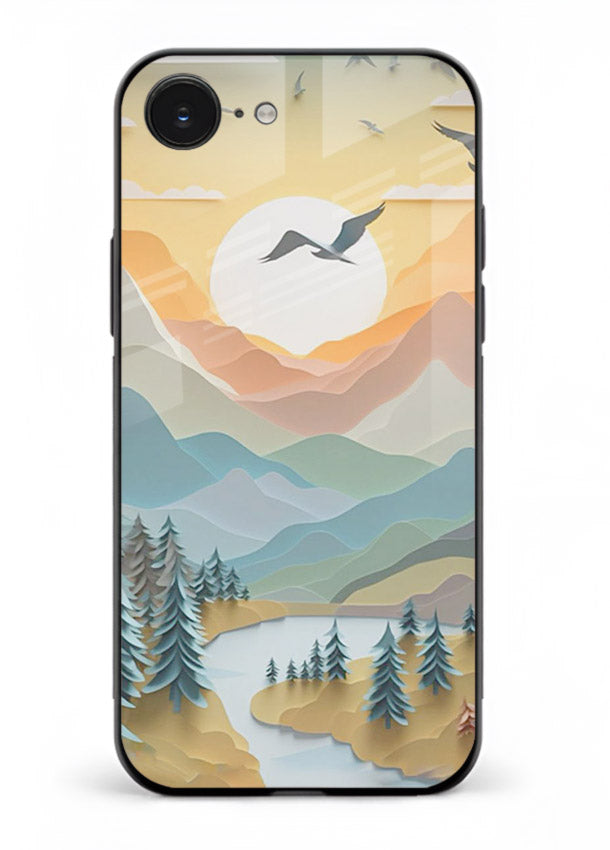 Sunrise Mountain Flight sunrise mountain artwork iphone 16e glass back cover