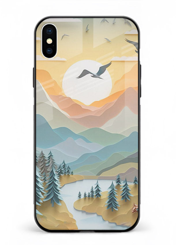 Sunrise Mountain Flight sunrise mountain artwork iphone xs max glass back cover