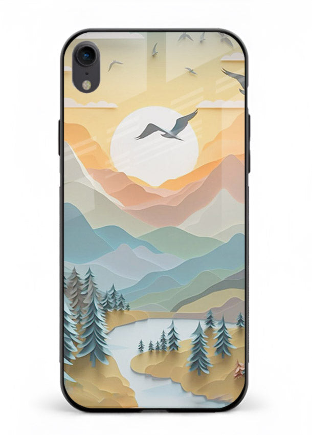 Sunrise Mountain Flight sunrise mountain artwork iphone xr glass back cover