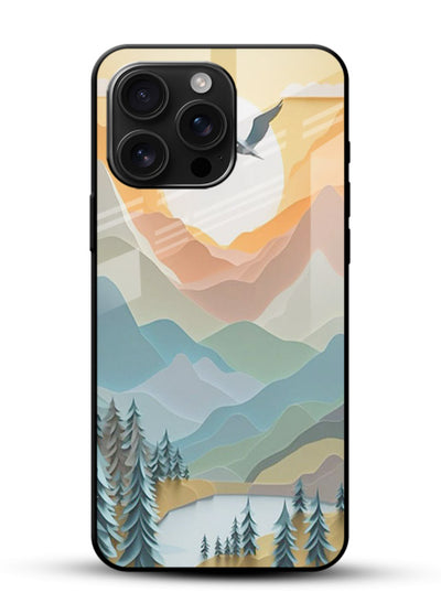 Sunrise Mountain Flight sunrise mountain artwork glossy vibrant premium glass back cover - Angle Front