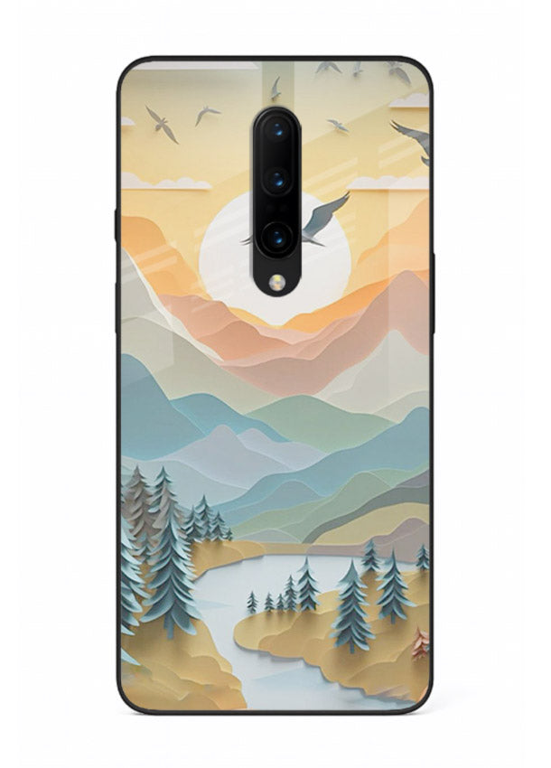 Sunrise Mountain Flight sunrise mountain artwork OnePlus 7 Pro glass back cover