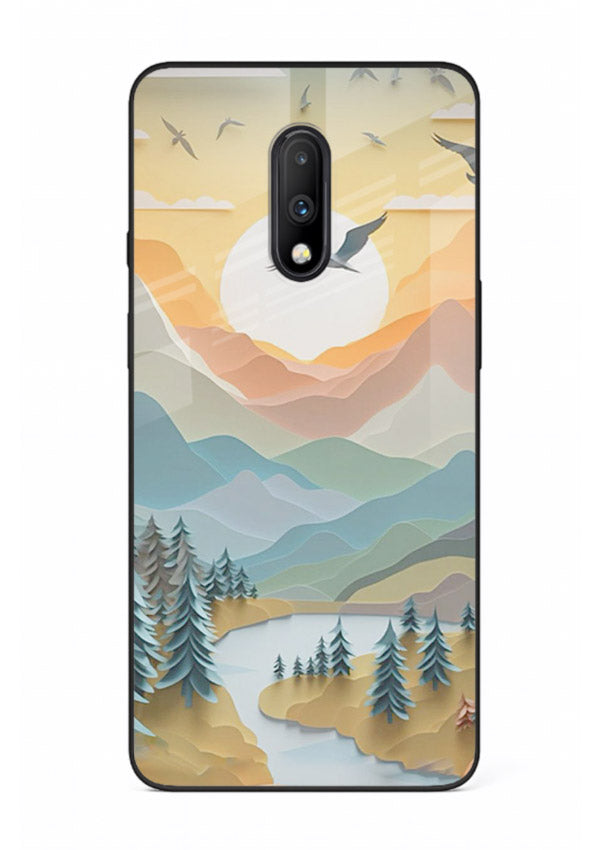 Sunrise Mountain Flight sunrise mountain artwork OnePlus 7 glass back cover