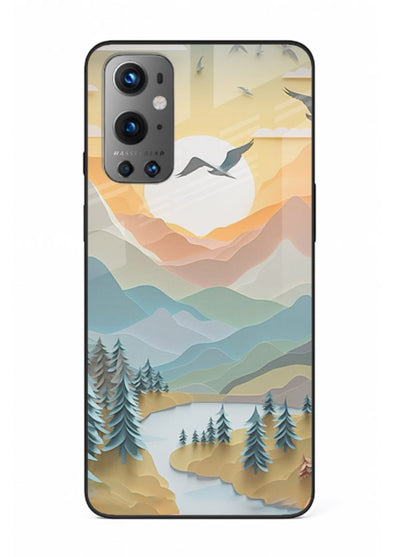 Sunrise Mountain Flight sunrise mountain artwork OnePlus 9 glass back cover