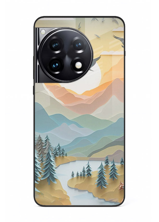 Sunrise Mountain Flight sunrise mountain artwork OnePlus 12R glass back cover