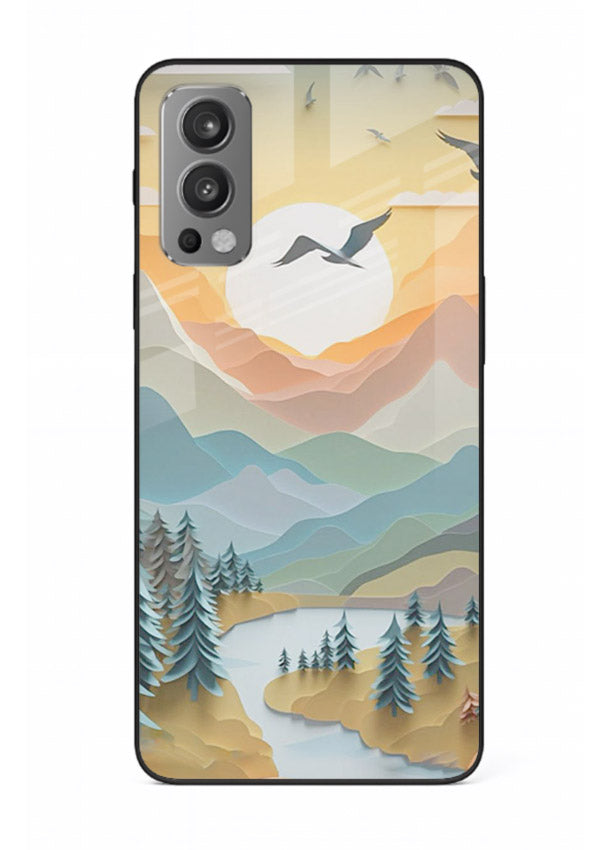 Sunrise Mountain Flight sunrise mountain artwork OnePlus Nord 2 glass back cover
