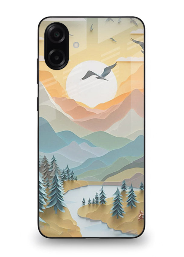 Sunrise Mountain Flight sunrise mountain artwork Samsung M13 5G glass back cover