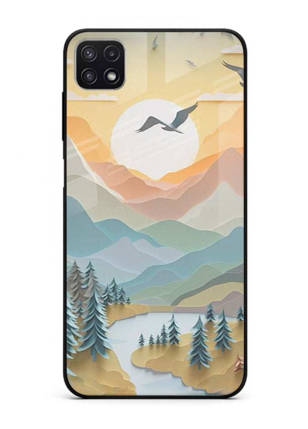 Sunrise Mountain Flight sunrise mountain artwork Samsung F42 5G glass back cover