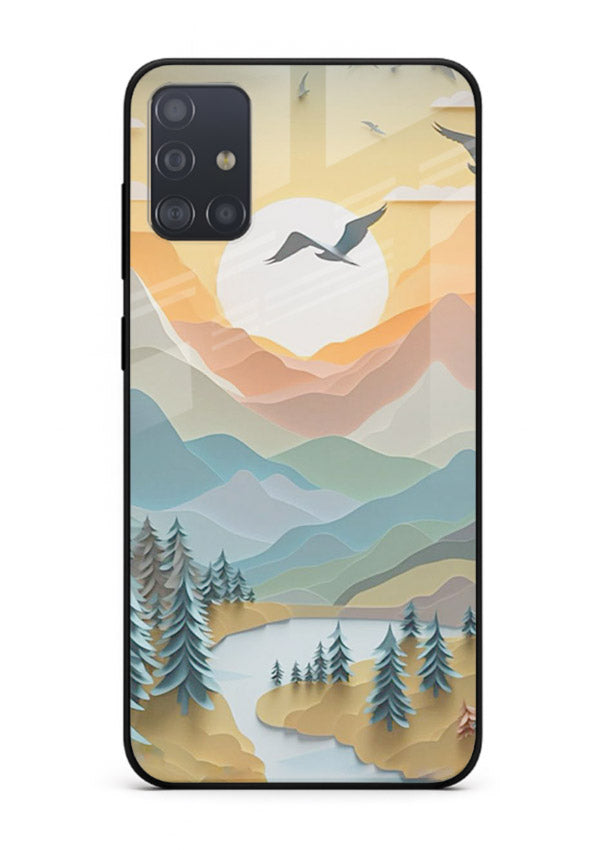 Sunrise Mountain Flight sunrise mountain artwork Samsung A51 glass back cover