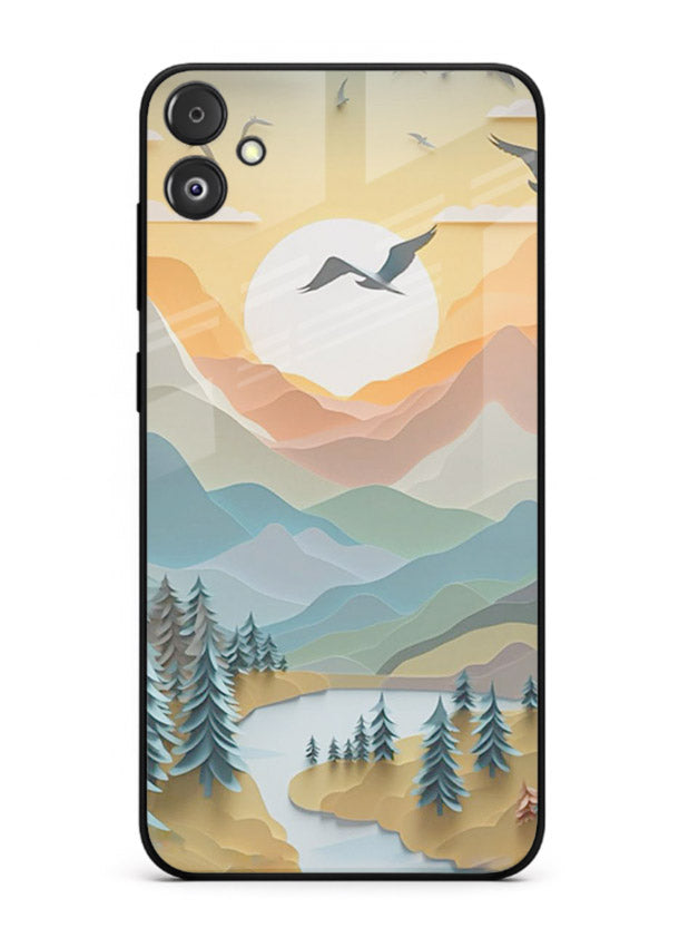 Sunrise Mountain Flight sunrise mountain artwork Samsung F14 5G glass back cover