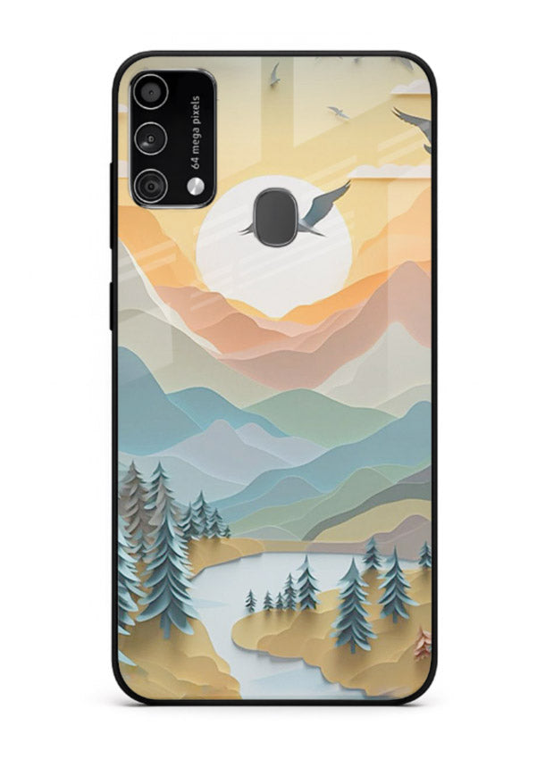 Sunrise Mountain Flight sunrise mountain artwork Samsung F41 glass back cover