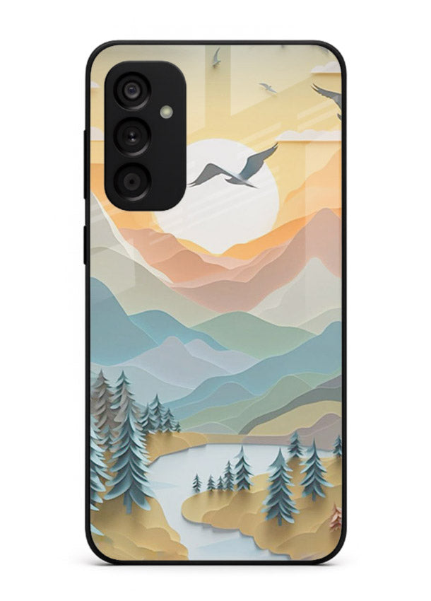 Sunrise Mountain Flight sunrise mountain artwork Samsung M14 4G glass back cover