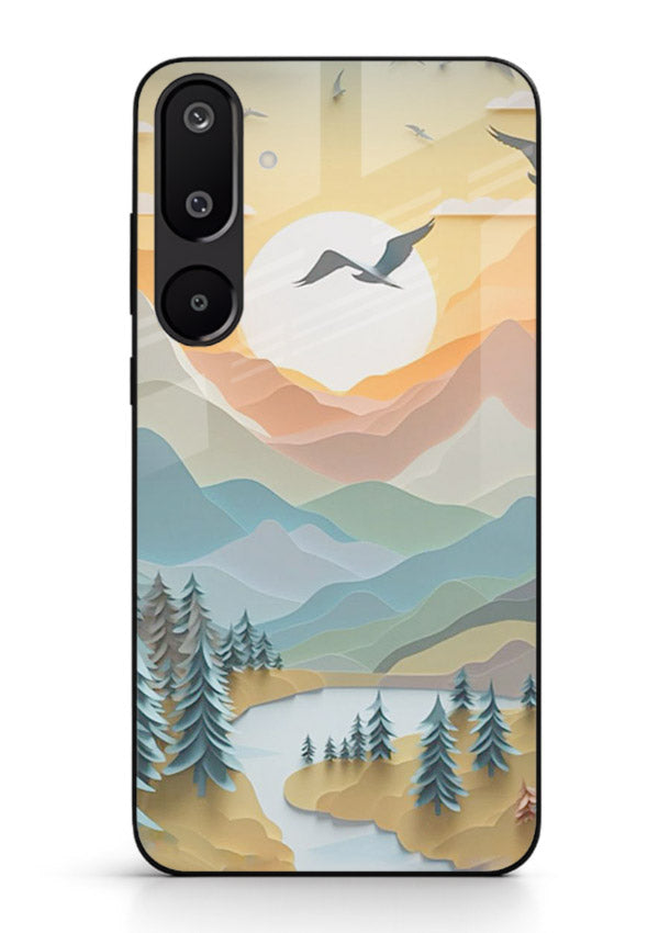 Sunrise Mountain Flight sunrise mountain artwork Samsung M16 5G glass back cover