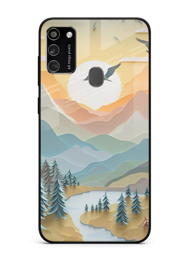 Sunrise Mountain Flight sunrise mountain artwork Samsung M30s glass back cover
