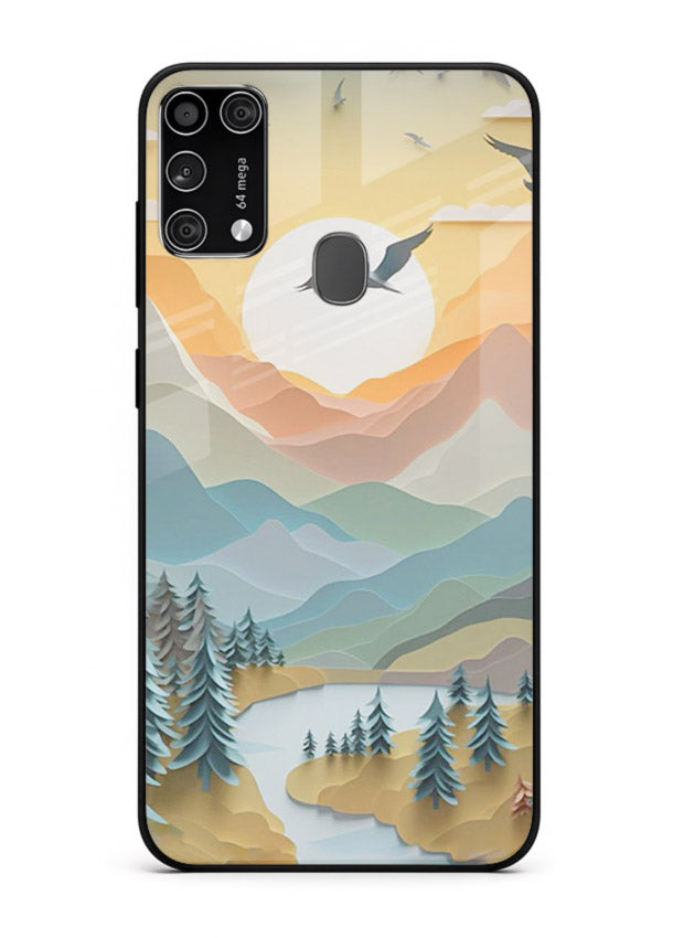 Sunrise Mountain Flight sunrise mountain artwork Samsung M31 Prime glass back cover