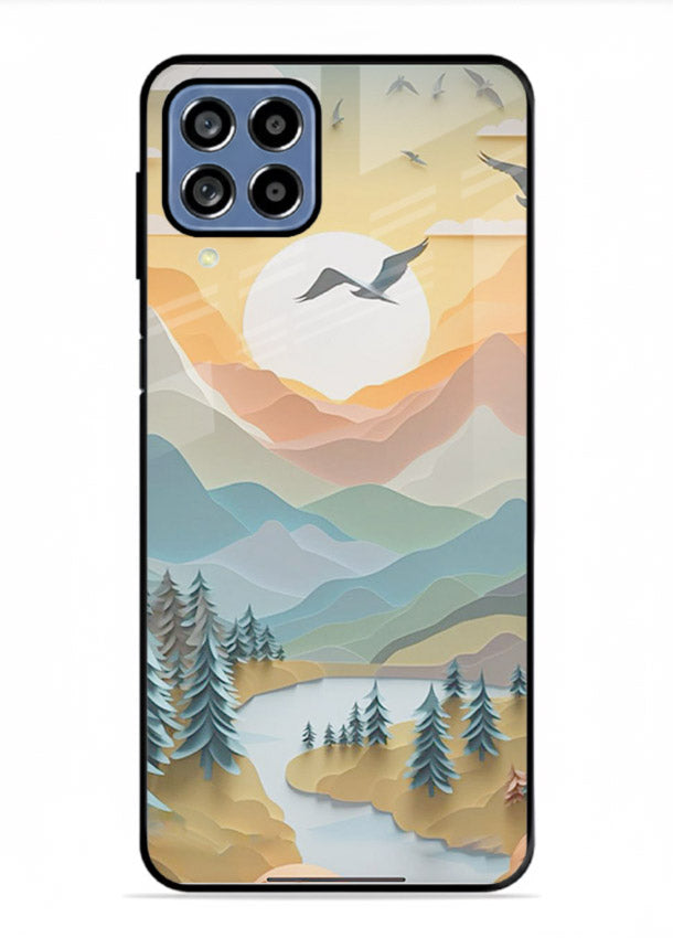 Sunrise Mountain Flight sunrise mountain artwork Samsung F12 5G glass back cover
