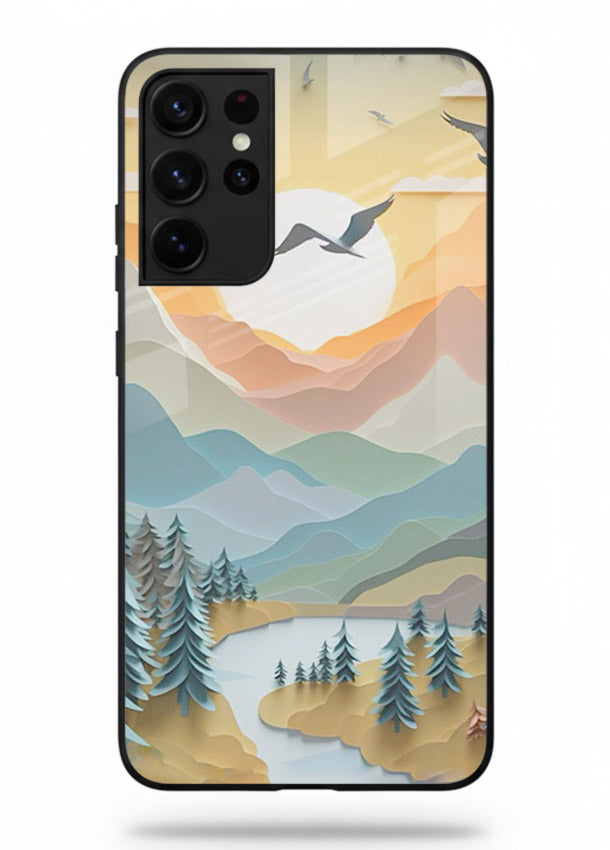 Sunrise Mountain Flight sunrise mountain artwork Samsung S21 Ultra glass back cover