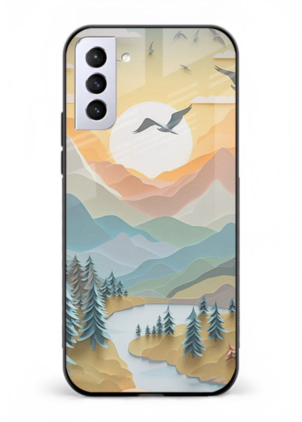 Sunrise Mountain Flight sunrise mountain artwork Samsung S21 FE glass back cover