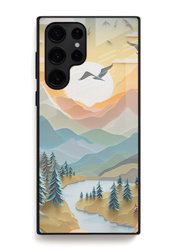 Sunrise Mountain Flight sunrise mountain artwork Samsung S23 Ultra glass back cover