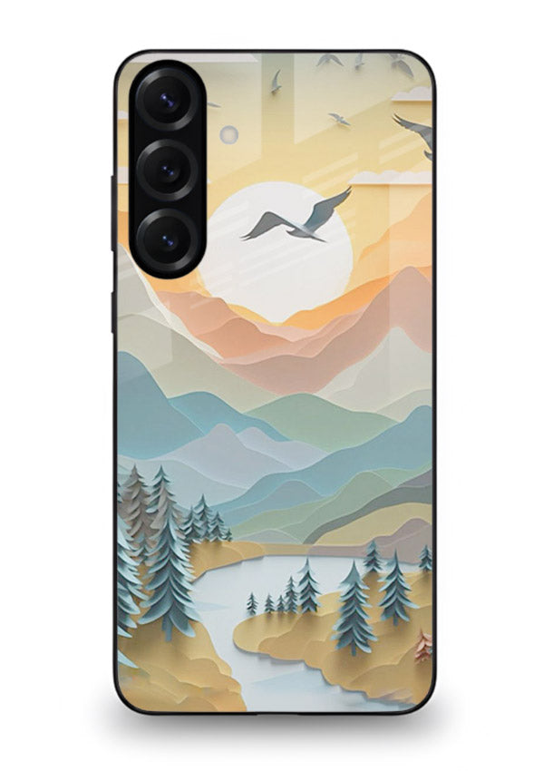 Sunrise Mountain Flight sunrise mountain artwork Samsung S24 FE glass back cover