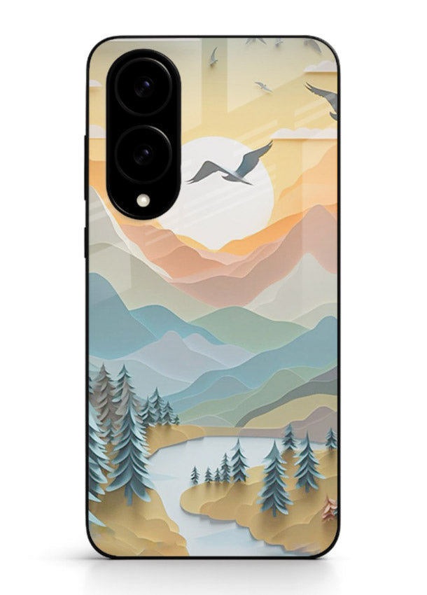 Sunrise Mountain Flight sunrise mountain artwork Samsung S25 Edge glass back cover