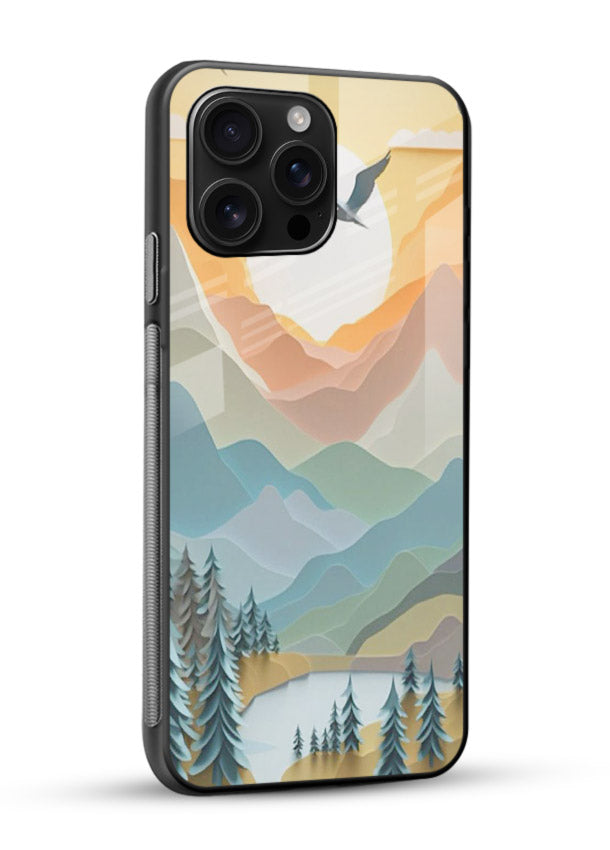 Sunrise Mountain Flight sunrise mountain artwork glossy vibrant premium glass back cover - Angle Side
