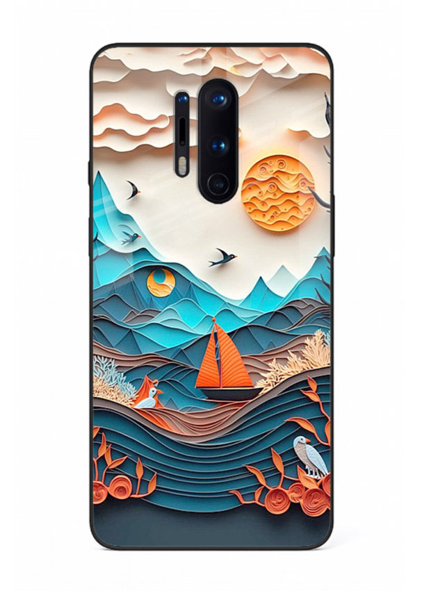 Sunset Paper Waves ocean sunset artwork OnePlus 8 Pro glass back cover