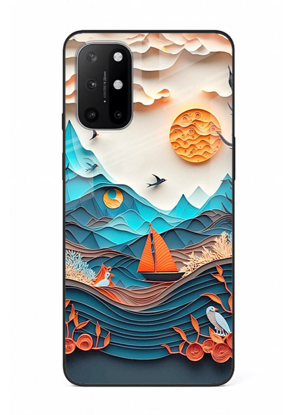 Sunset Paper Waves ocean sunset artwork OnePlus 8T glass back cover