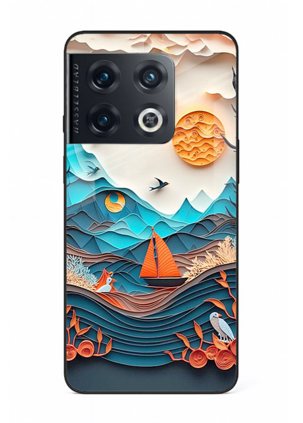 Sunset Paper Waves ocean sunset artwork OnePlus 10 Pro glass back cover