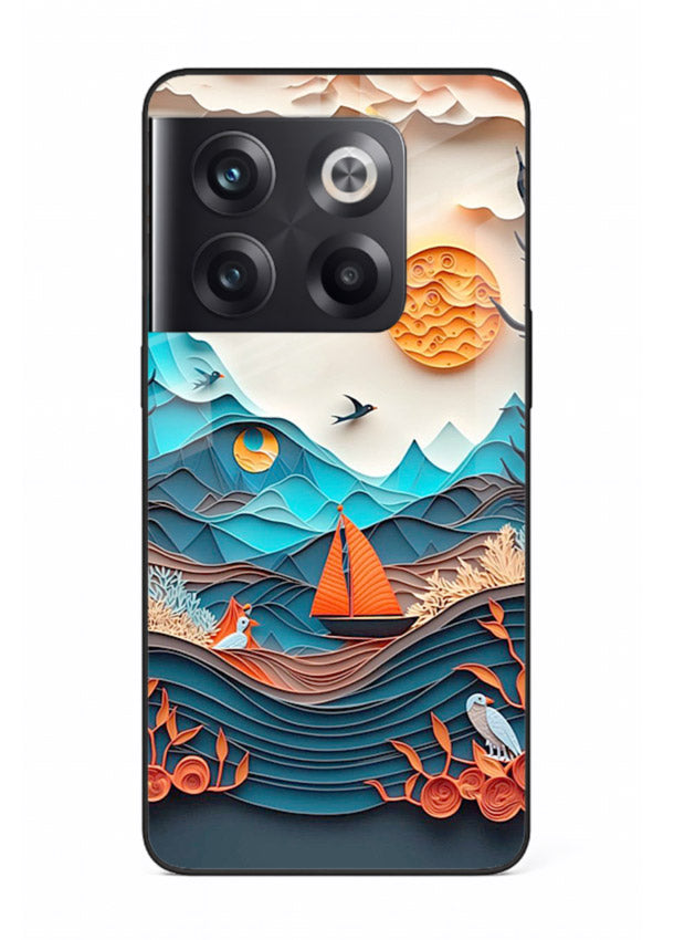 Sunset Paper Waves ocean sunset artwork OnePlus 10T glass back cover