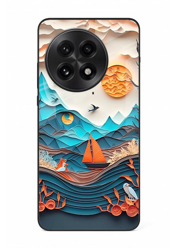 Sunset Paper Waves ocean sunset artwork OnePlus 13R glass back cover