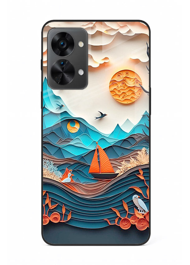Sunset Paper Waves ocean sunset artwork OnePlus Nord 2T glass back cover