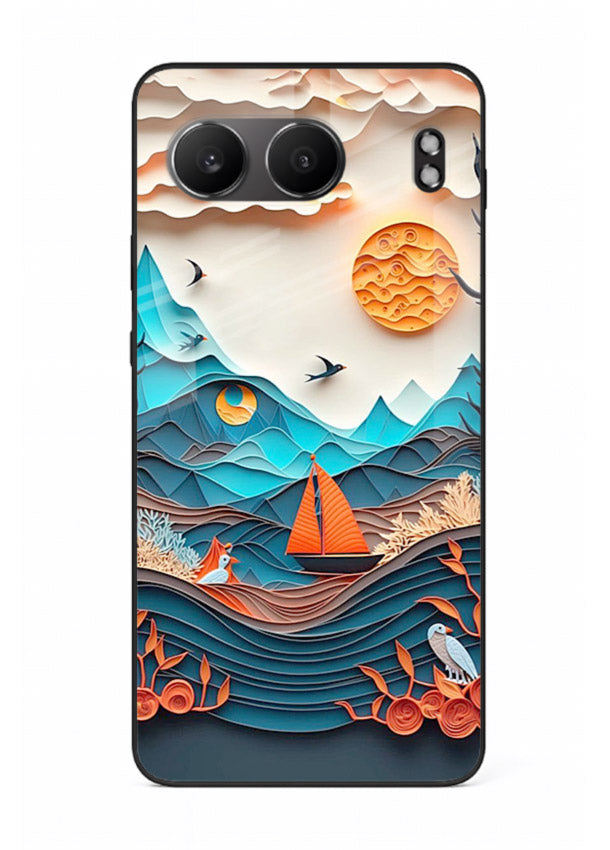 Sunset Paper Waves ocean sunset artwork OnePlus Nord 4 glass back cover