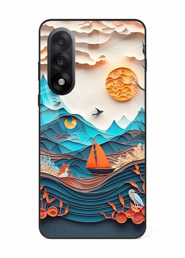 Sunset Paper Waves ocean sunset artwork OnePlus Nord 5 glass back cover
