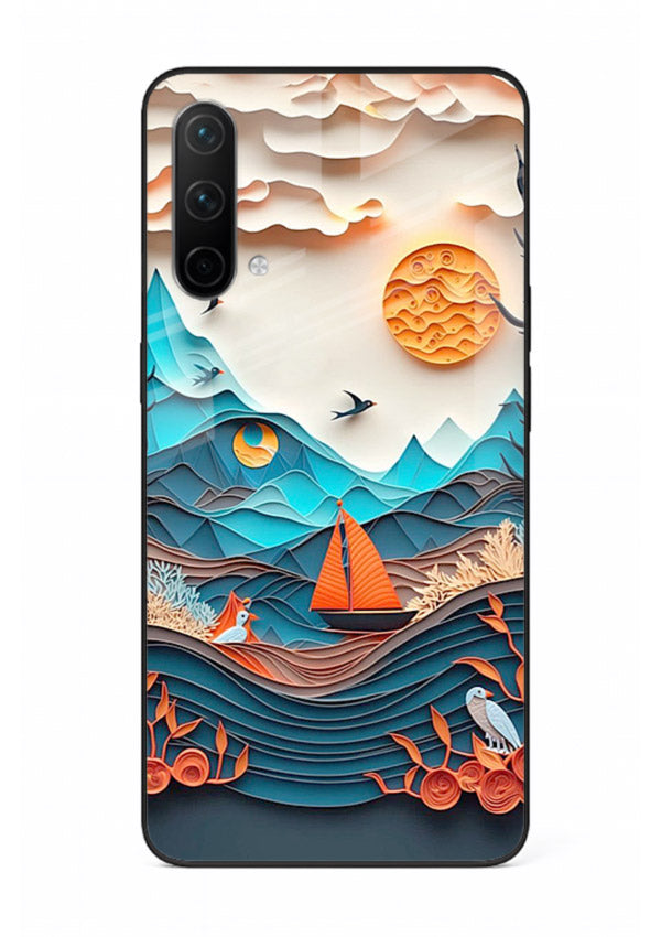 Sunset Paper Waves ocean sunset artwork OnePlus Nord CE 5G glass back cover