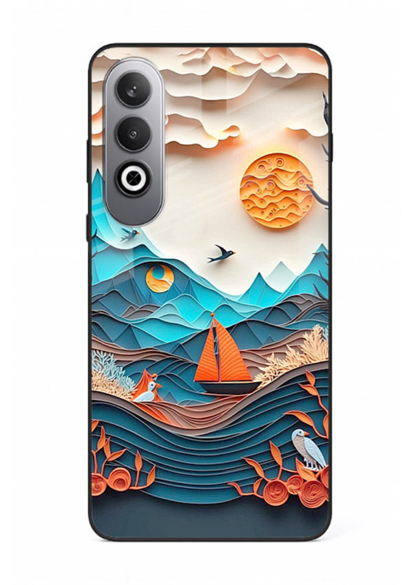 Sunset Paper Waves ocean sunset artwork OnePlus Nord CE4 glass back cover