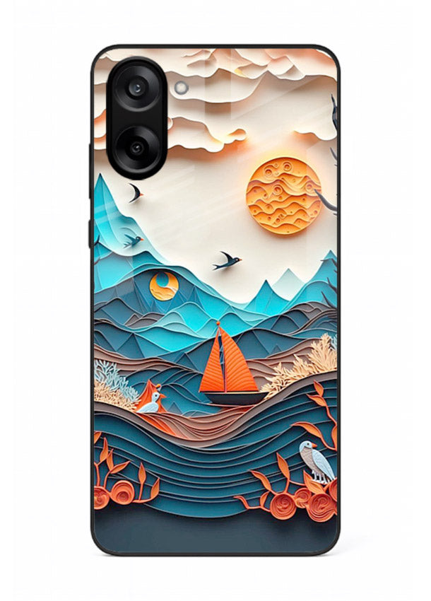 Sunset Paper Waves ocean sunset artwork OnePlus Nord CE5 glass back cover