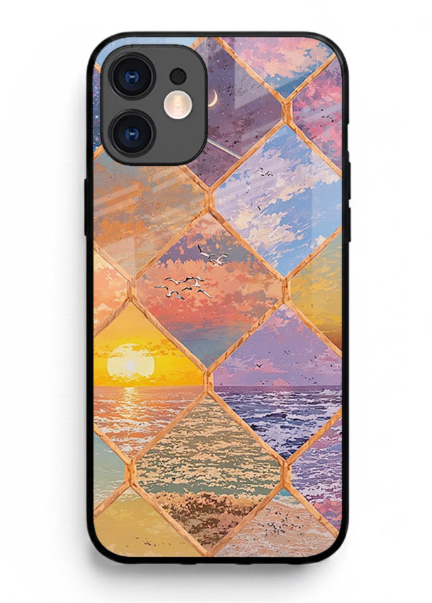 Sunset Tile Mosaic artistic mosaic pattern iphone 12 mini glass back cover