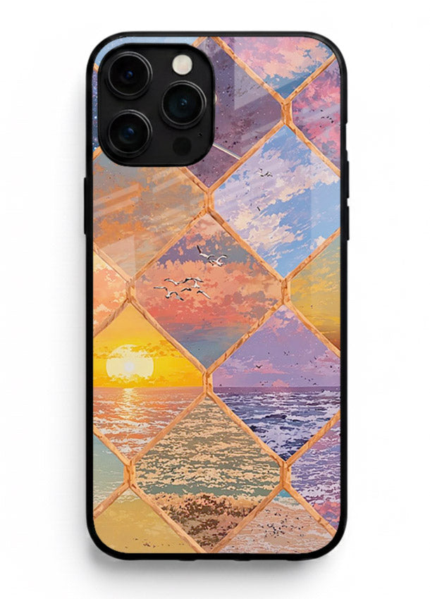 Sunset Tile Mosaic artistic mosaic pattern iphone 15 pro max glass back cover