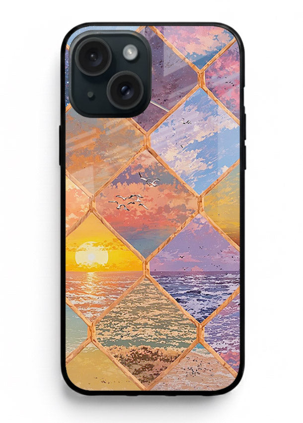 Sunset Tile Mosaic artistic mosaic pattern iphone 13 mini glass back cover