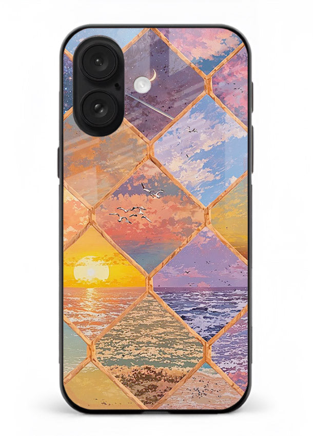 Sunset Tile Mosaic artistic mosaic pattern iphone 16 glass back cover